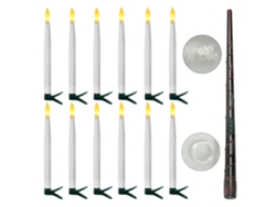 Juego de 12 velas Eifson con control remoto, forma de varita mágica y mecha esmerilada. (Blanco)