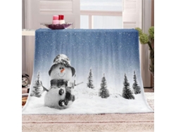 Manta de microfibra con estampado de muñeco de nieve navideño, 150x180cm