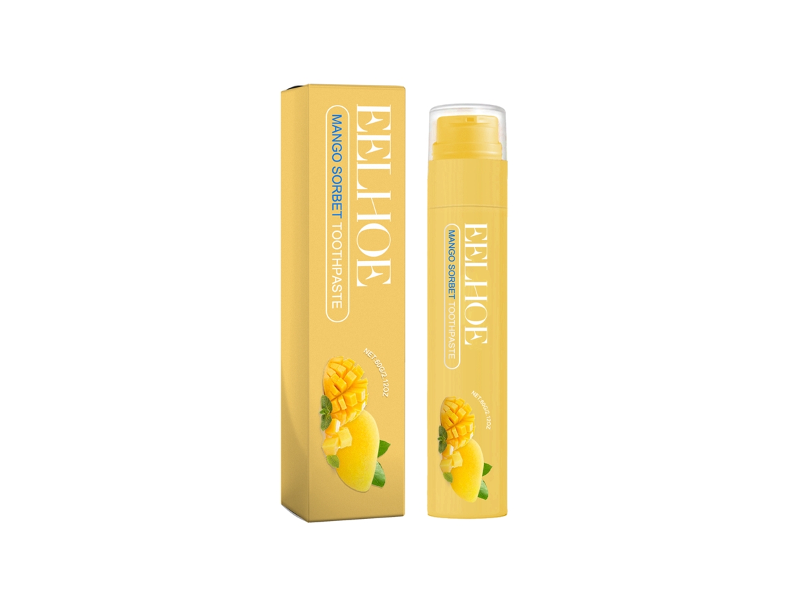 Pasta dental blanqueadora con sabor a mango Eelhoe: elimina las manchas y refresca el aliento.