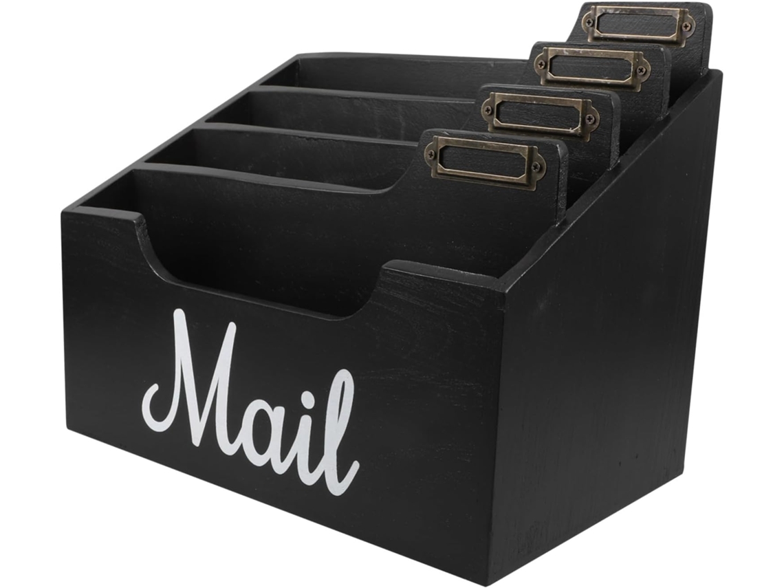 Organizador De Escritorio De Madera Con Compartimentos Para Guardar Correo, Documentos Y Suministros.