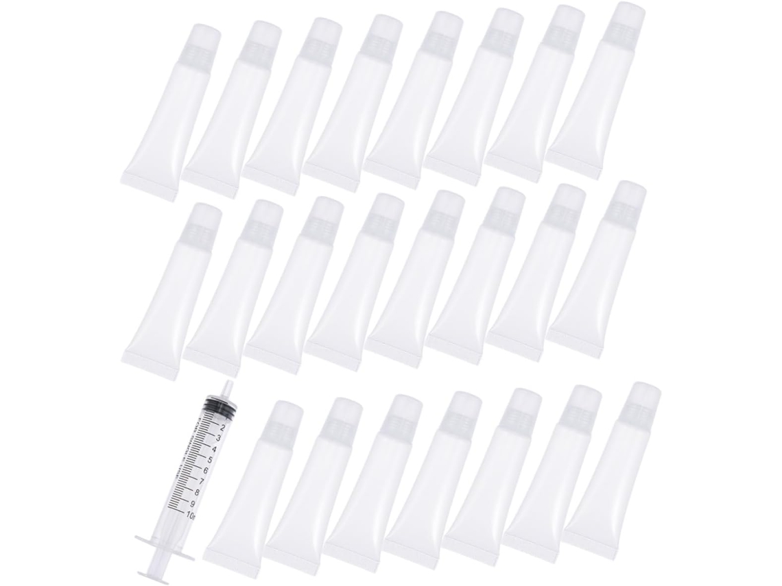 Nuobesty Brillo De Labios Transparente De 15 Ml En Tubo De Plástico Blando, Paquete De 51 (50 Tubos, 1 Botella)