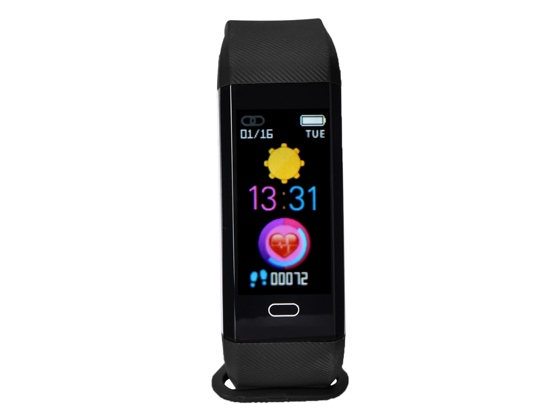 Pulsera Inteligente Monitor De Frecuencia Cardíaca Y Presión Arterial Pedómetro Deportivo Resistente Al Agua Ip67 Negro