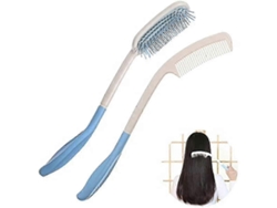 Set de cepillos para el cabello para personas mayores: peine y cepillo de mango largo para personas con discapacidad (2 piezas)