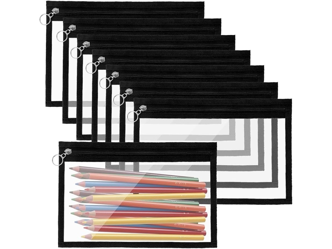 Bolsa de cosméticos con cremallera de PVC Gokoco con 8 compartimentos para organizar suministros de oficina.