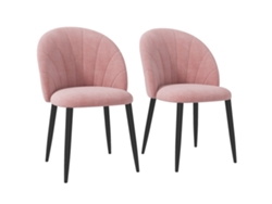 Par Cadeiras Jantar Modernas, Encosto Concha Veludo Pernas Metal Rosa