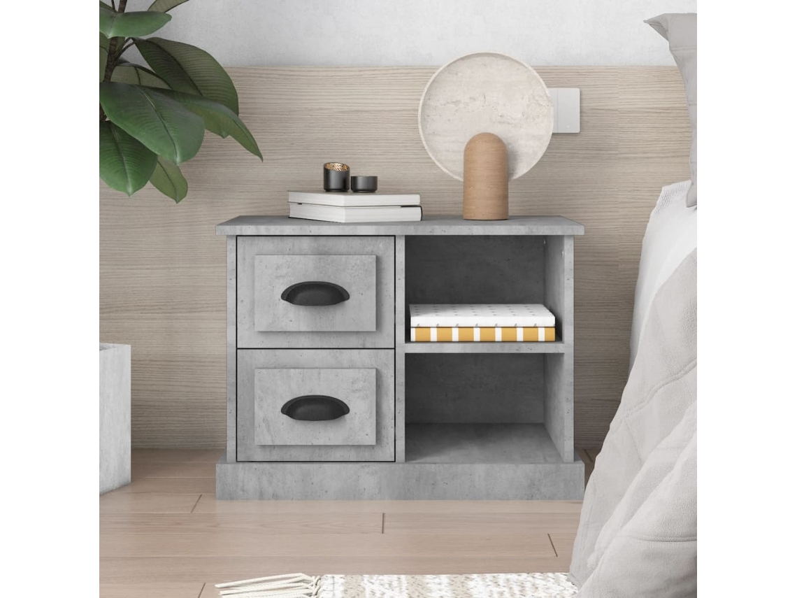 Mesita de Noche 60X35,5X45 Cm Gris Cemento