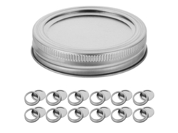 12 Tapones Y Anillos De Vidrio Ancho Para Enlatar, Sellado Hermético Y Reutilizable, Material De Hierro Duradero 8,9x8,9cm Plata