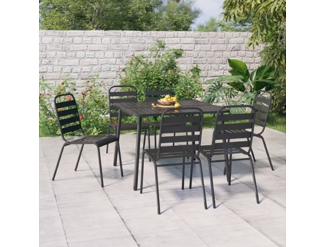 Conjunto 7 de comedor de jardín VIDAXL acero gris antracita