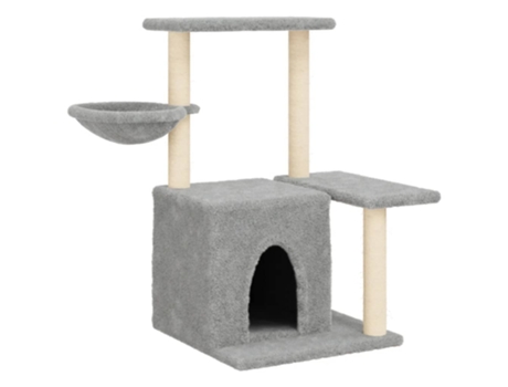 Rascador para gatos con postes de sisal gris claro VIDAXL (83 cm)