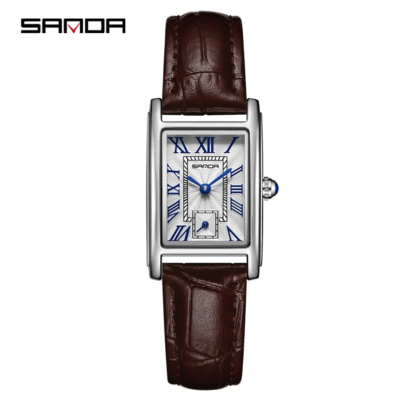 Reloj De Pulsera Para Mujer Con Esfera Rectangular, Movimiento De Cuarzo Resistente Al Agua, Estilo Ejecutivo.