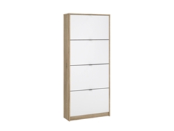 Zapatero Wellhome Adaja con 4 compartimentos para 24 pares, 70 x 24 x 162 cm, blanco y roble