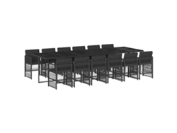 Maison Exclusive - Set Comedor De Jardín Con Cojines 13 Pzas Ratán Sintético Negro