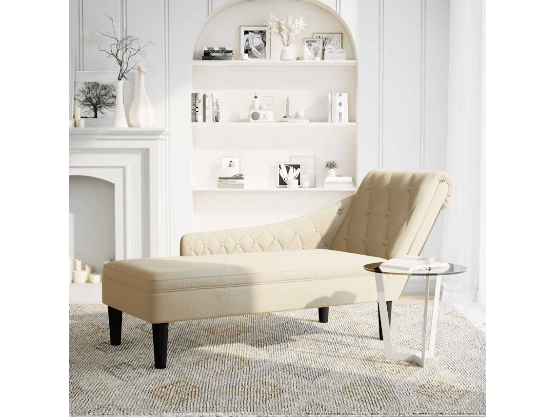 Chaise longue con cojín/apoyabrazos derecho, tela color crema Wsd378899 Adorável Casa