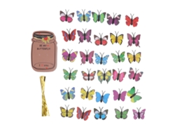 Juego De Tarjetas De Regalo De San Valentín Con Mariposa Y Lazo Dorado, Superficie Lisa, Coloridas.