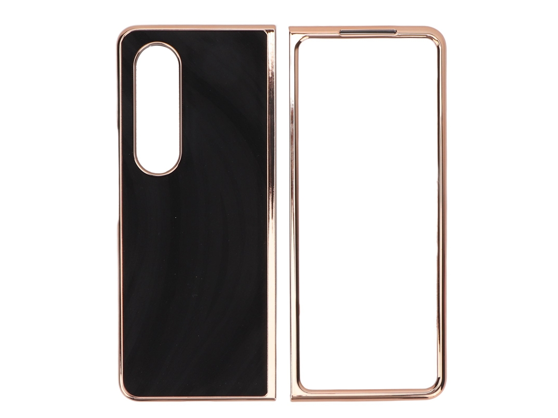 Capa De Telefone Para Samsung Galaxy Z Fold 4, Couro Sintético, Antirisco, Protetora, Design Dobrável, Preto