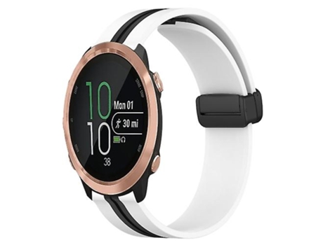 Correa para Garmin Forerunner 645 Music 20mm Cierre magnético plegable Correa de reloj de silicona Blanco-Negro VENISYMLIS