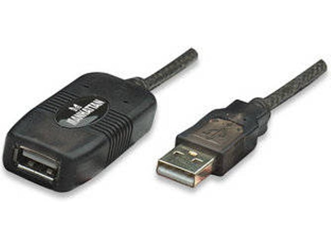 Cable USB MANHATTAN USB A/USB A 20 m Macho/Hembra Negro