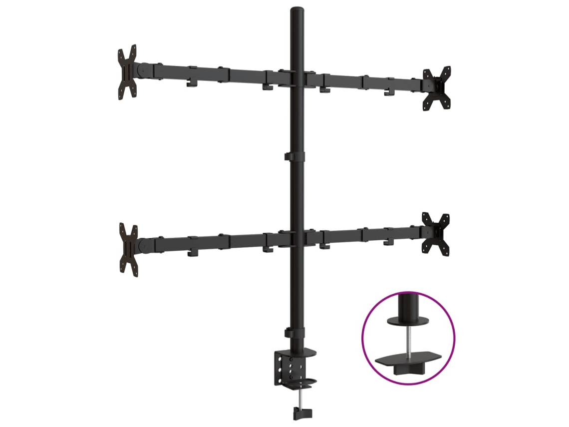 Soporte para monitor VIDAXL acero negro VESA (75/100 mm)