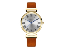 Reloj De Pulsera Analógico Con Correa De Piel Sintética, Movimiento De Cuarzo, Acero Inoxidable, Rojo.