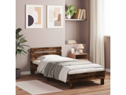 Cama Con Cabecero Madera De Ingeniería Roble Ahumado 90x200 Cm