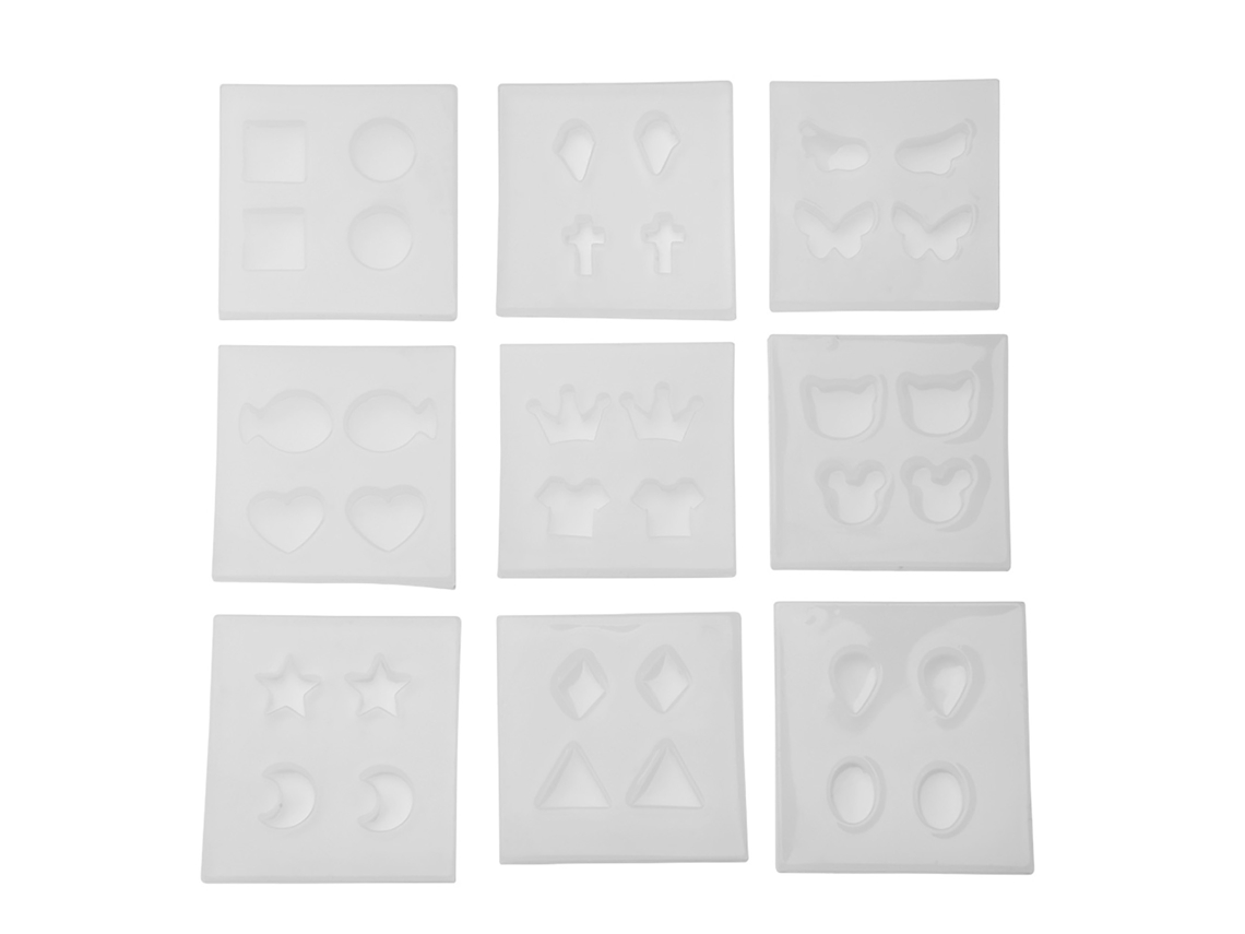 Juego De 9 Moldes De Silicona Para Hacer Pendientes, Colgantes, Decoraciones Y Otras Manualidades.