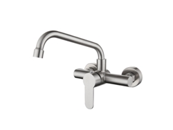 Grifo De Cocina Giratorio De Acero Inoxidable Y Madera De Arce, Grifo De Balcón De Doble Orificio Para Agua Fría Y Caliente