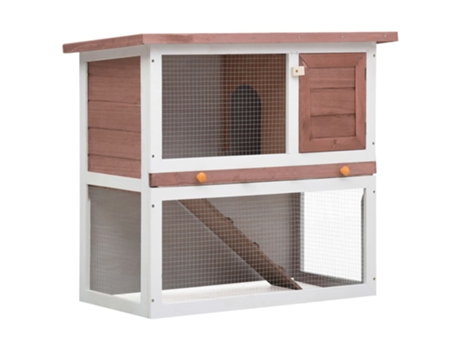 vidaXL Jaula conejera con 1 puerta madera marrón