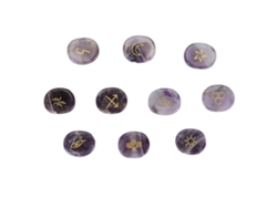 Conjunto De 10 Piedras Rúnicas Con Símbolos Gitanos Grabados Para Adivinación Y Meditación.