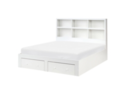Cama De Casal Beliani Tarare De Mdf Branco 160x200