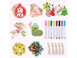 Adorno navideño de madera pintable, cortes de madera en blanco para manualidades RNEMITERY