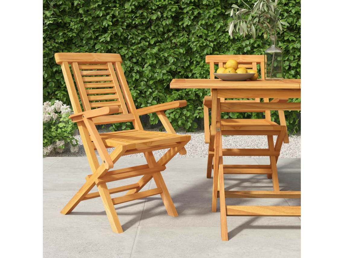 Sillas de jardín plegables (2 unidades, 56 x 63 x 90 cm), teca maciza, DKD Home Decor