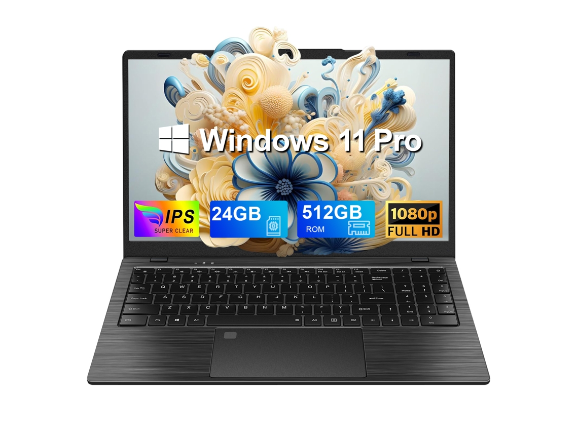 Portátil Vanwin de 15.6", 24 GB de RAM, 512 GB de SSD, procesador Intel® Celeron® N5095, PC con Windows 11 Pro, 4000 mAh, Wi-Fi 5, Bluetooth 4.2, USB 3.0, desbloqueo HDMI