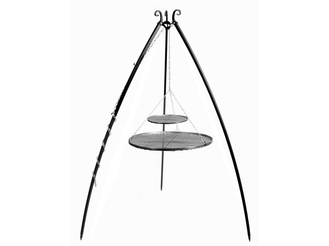 Trípode 200 cm con 2 Rejillas Acero Natural 80 cm + 40 cm