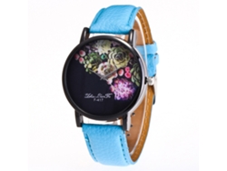 Reloj Casual De Moda Zhoulianfa Unisex Cuarzo Correa De Cuero Azul Claro