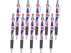 Bolígrafos Prácticos Con Mecanismo De Clic, Paquete De 10 Con Diseño De La Bandera Británica, De Plástico.