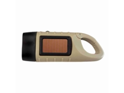 Linterna LED portátil recargable con energía solar para uso de emergencia.
