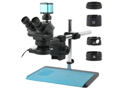 Microscopio estereoscópico trinocular, cabezal giratorio de 360 grados, distancia interpupilar ajustable, 48 MP 4K, conjunto OEM