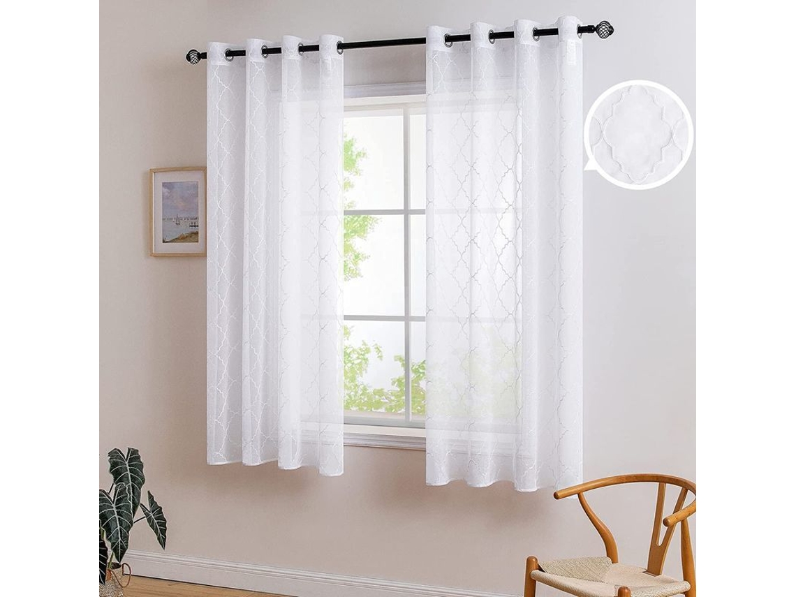 2 Paneles De Cortina De Terciopelo Blanco Transparente De 140x145 Cm Para Dormitorio Y Sala De Estar.