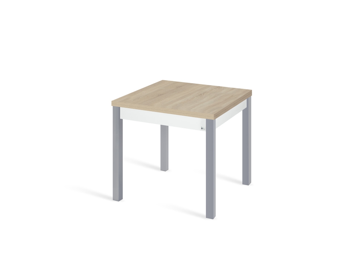 Mesa de Cocina Extensible PORTUS Lisa Natural (80x80 (160) x75 cm - Aglomerado - Natural)