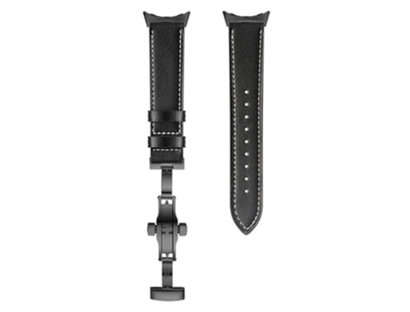 Correa de piel auténtica hebilla de mariposa para Google Pixel Watch - hebilla negra/negro