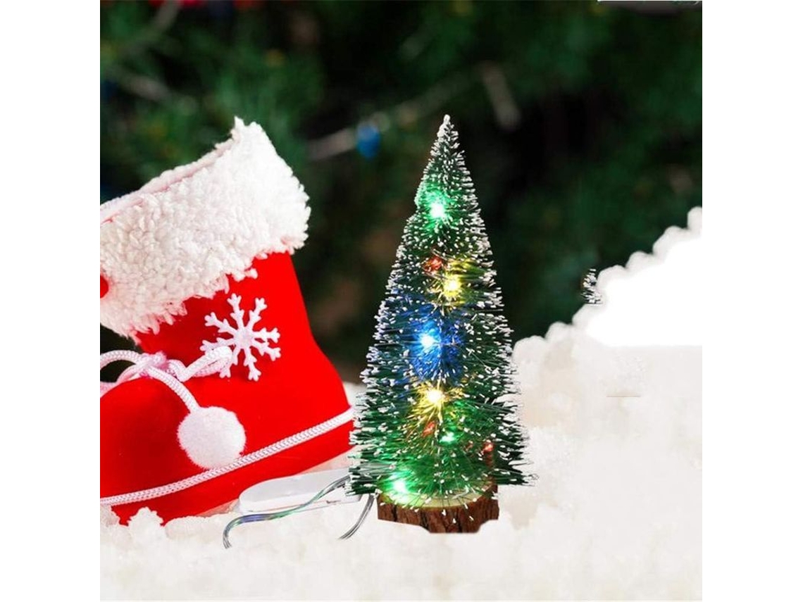 Decoración De Mesa Navideña Con Luces Led, Mini Árbol De Navidad Artificial De 15 Cm.
