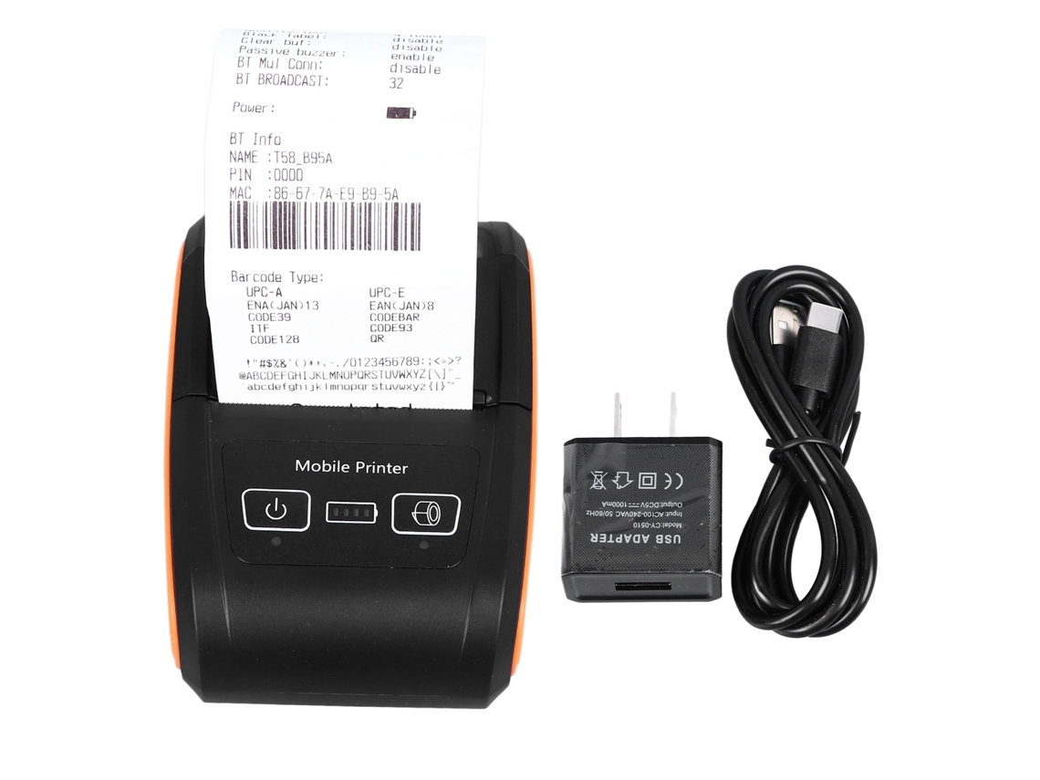 Impresora Térmica Portátil De 58 Mm Con Conectividad Inalámbrica Bluetooth 4.0 Para Android E Ios, Multifuncional.