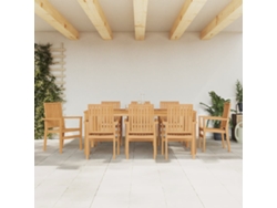 Conjunto 9 Peças Jantar Para Jardim Madeira de Teca Maciça Dkd Home Decor