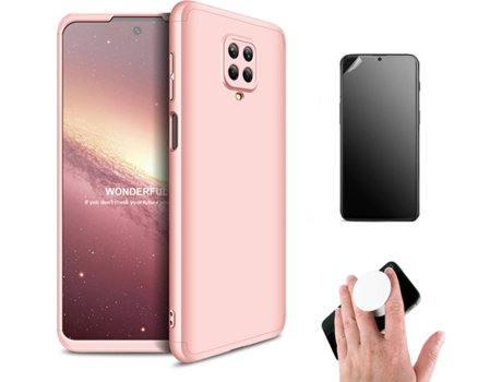 Kit Carcasa y Protector Xiaomi Redmi Note 9S Ultimatte Slim Armor 360º Popsocket Rosa