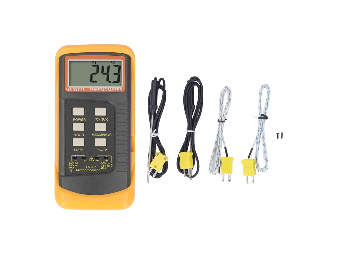 Termómetro Digital De Termopar Tipo K, 4 Canales, Doble Voltaje Cc 60 V Ca 24 V, Alta Precisión
