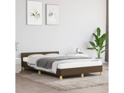 Estructura De Cama Sin Colchón Tela Marrón Oscuro 120x190 Cm