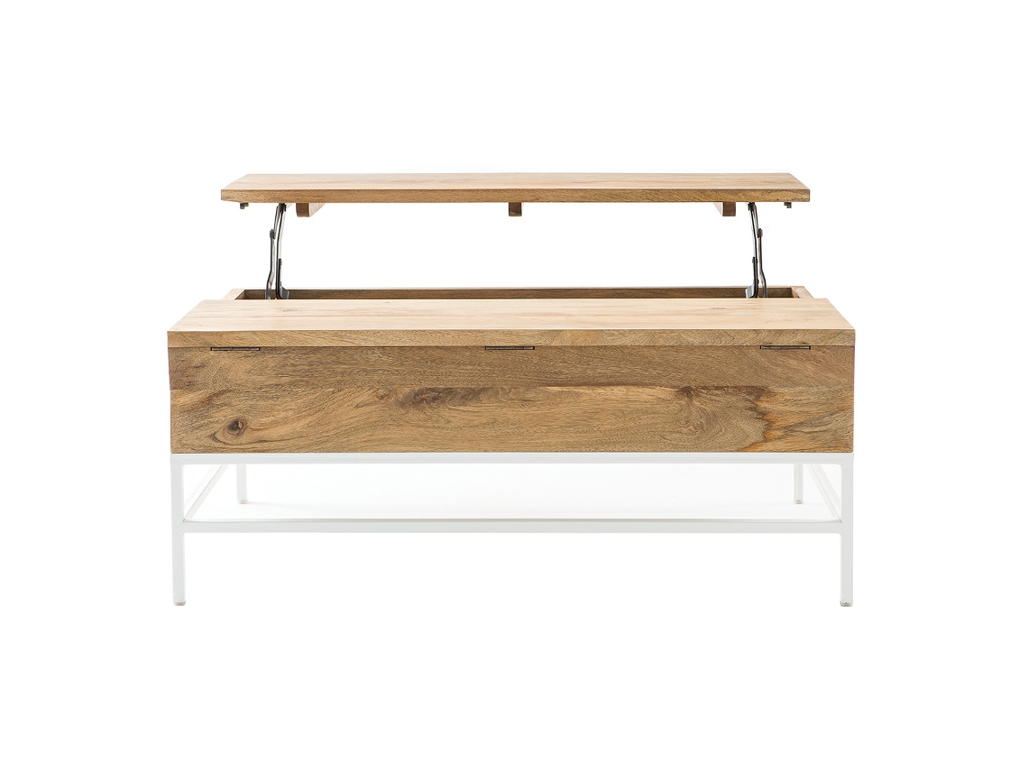 Mesa de Centro Elevable Mango Y Metal Blanco Boho MILIBOO