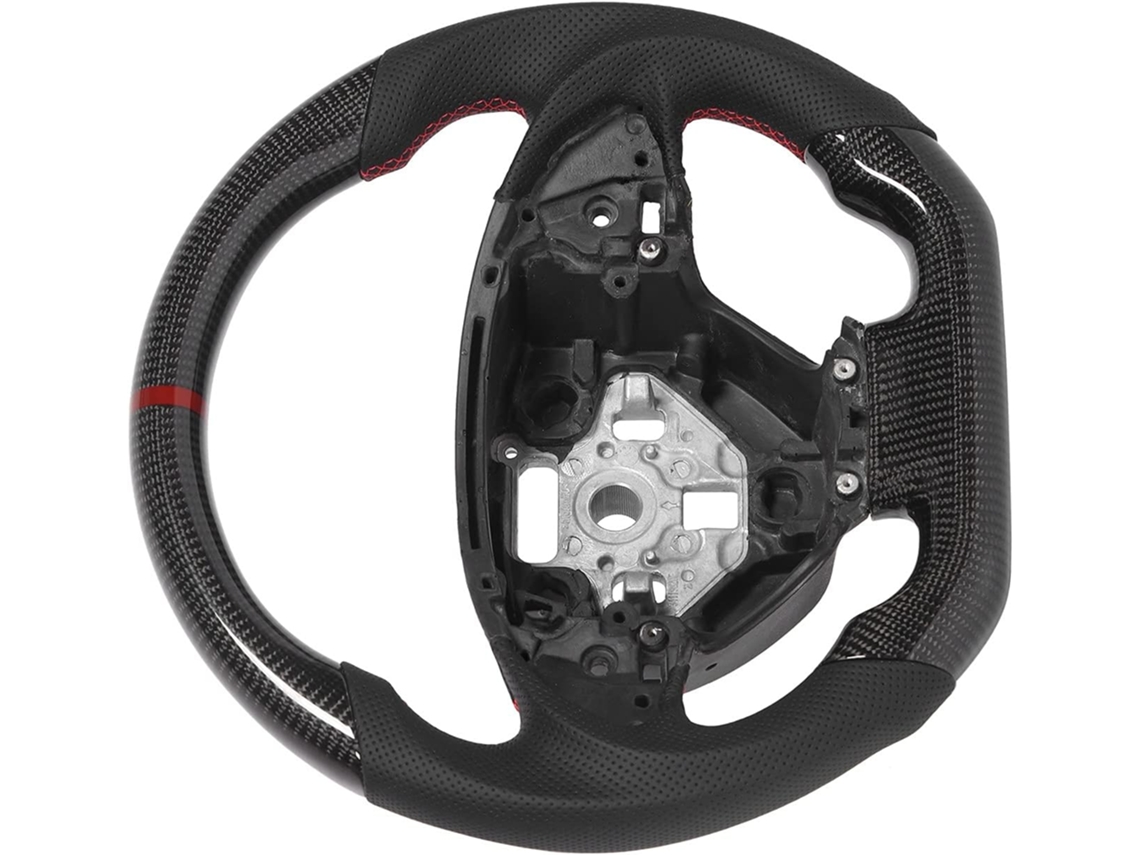Volante Personalizado De Fibra De Carbono Con Cuero Napa Perforado Para C7 2014-2019