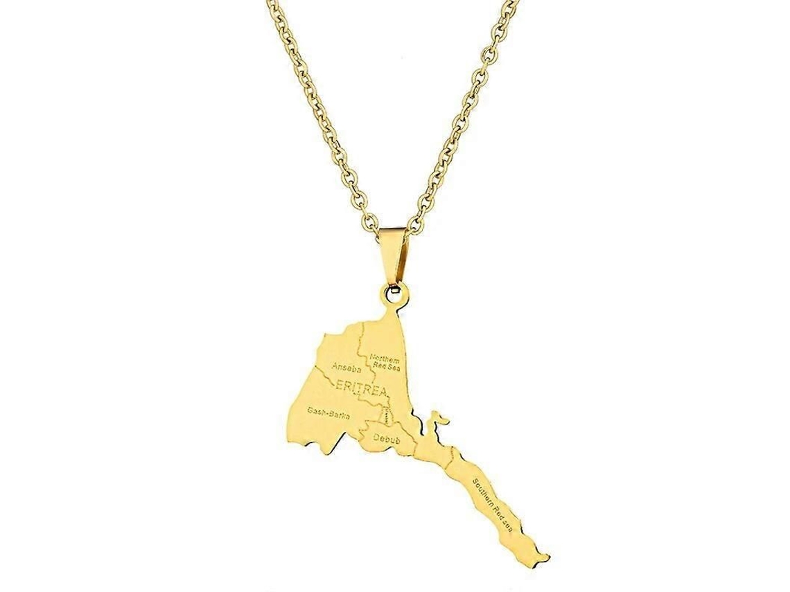 Collar Con Colgante Del Mapa De Eritrea Con Nombres De Ciudades, De Acero Inoxidable, Joyería De Aniversario, Regalo Patriótico Para Mujeres Y Niñas.