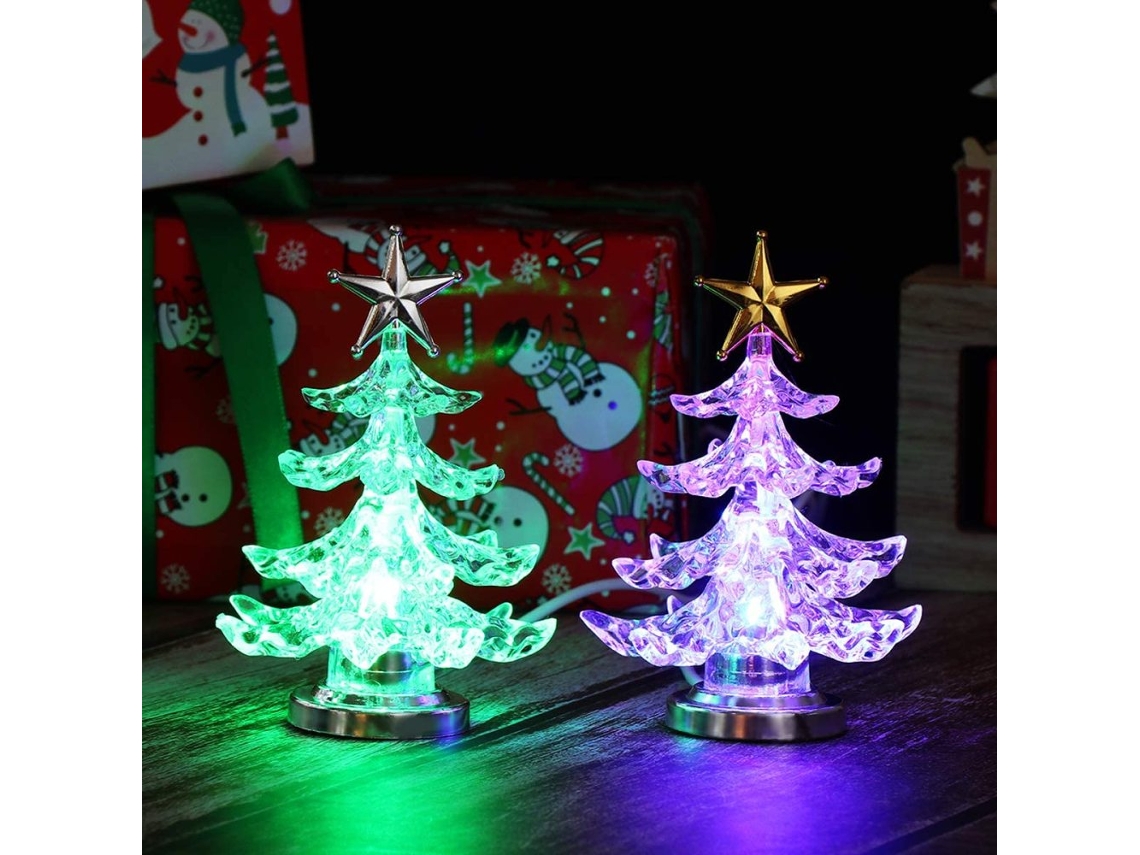 KOFIHETY Mini árbol luminoso con luz de hadas transparente, lámpara de mesa decorativa portátil para Navidad